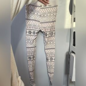 SKIMS- Pointelle Henley Cream Snowflake Pants